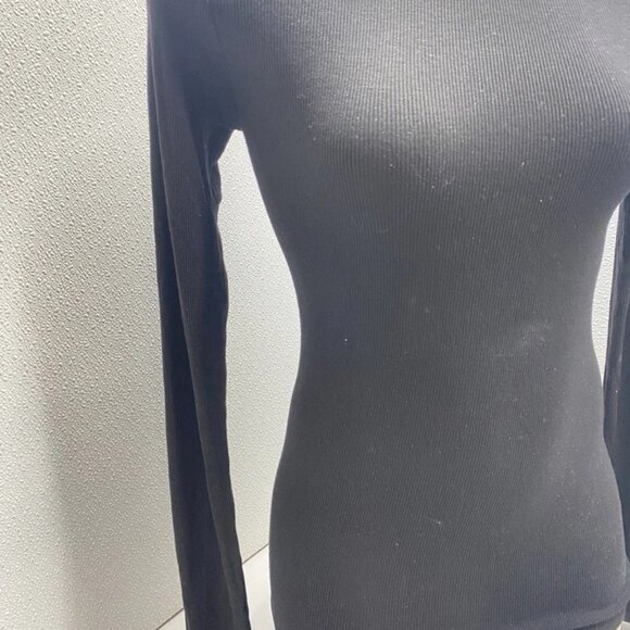 NEW ENZA COSTA Womens Soft Viscose Silk Ribbed Long Sleeve Shirt Size M Black - Picture 7 of 11